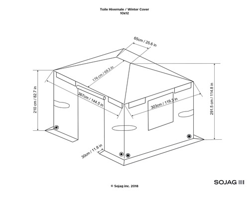 SOJAG winterhoes voor 10x12 grijze paviljoen
