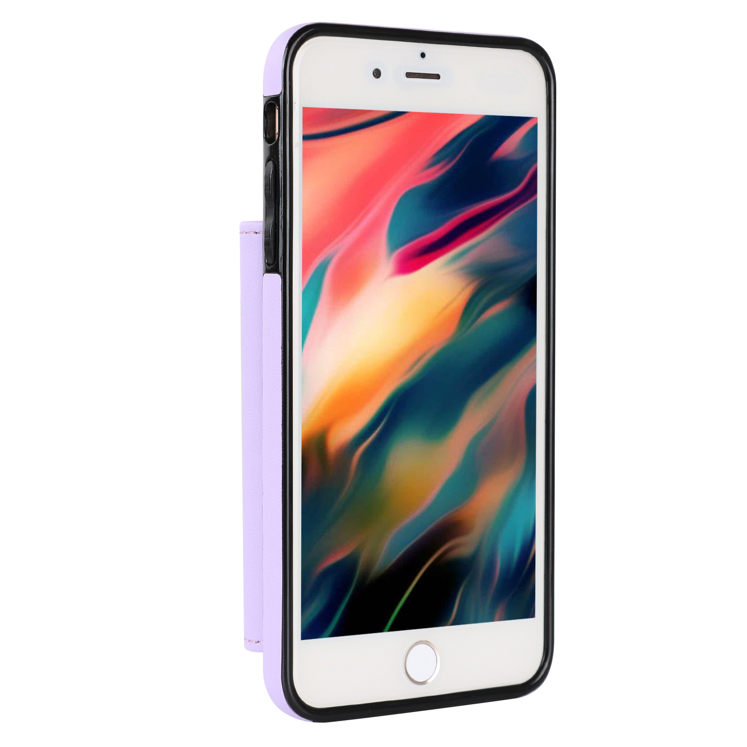 iPhone SE (2022/2020) / 8 / 7 / 6S Necklace Leder Schutz Hülle mit Kartenfach   Handykette (140cm) - Lila