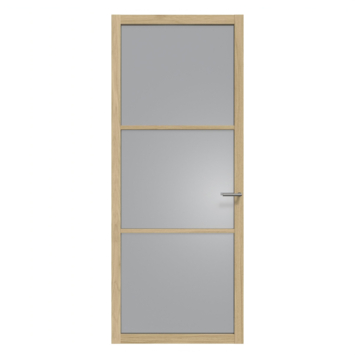 Arne & Bodil binnendeur ABE101 rook glas - licht eiken houtlook afwerking