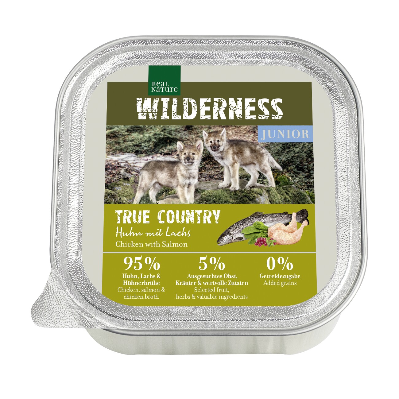 REAL NATURE WILDERNESS Nassfutter Hund, Junior, True Country Huhn mit Lachs 16x100 g