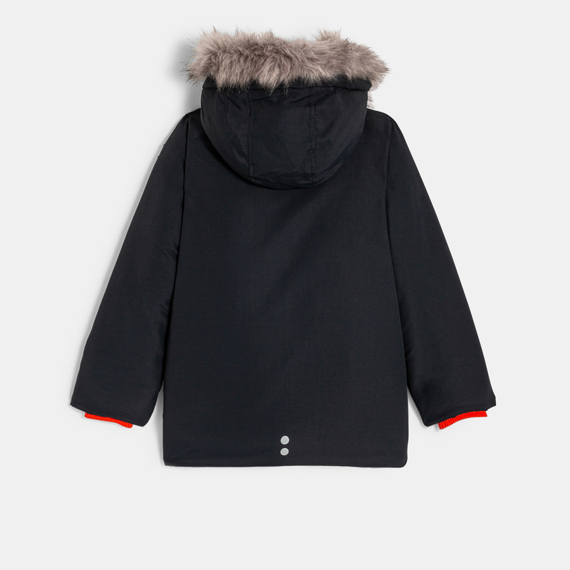 Parka matelassée à capuche gris garçon