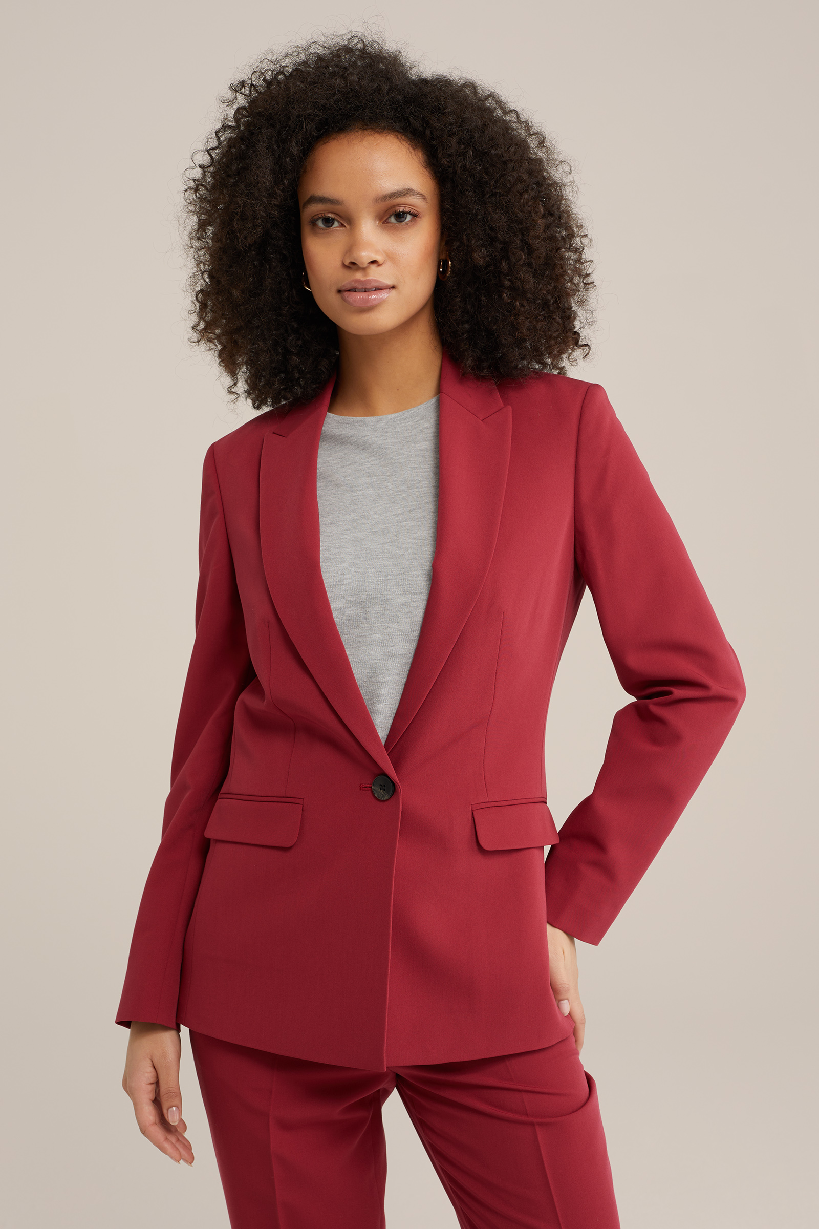 getailleerde blazer WE Fashion Bordeauxrood