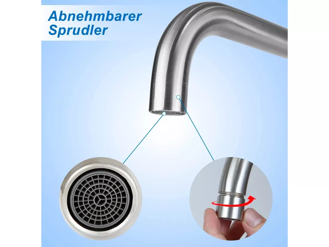 NETTLIFE robinet de cuisine robinet de lavabo de salle de bains robinet de salle de bains en acier inoxydable haute pression