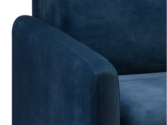 Canapé 3 places convertible express en velours bleu nuit - Couchage à lattes larges 140 cm - Matelas 18 cm CALIFE