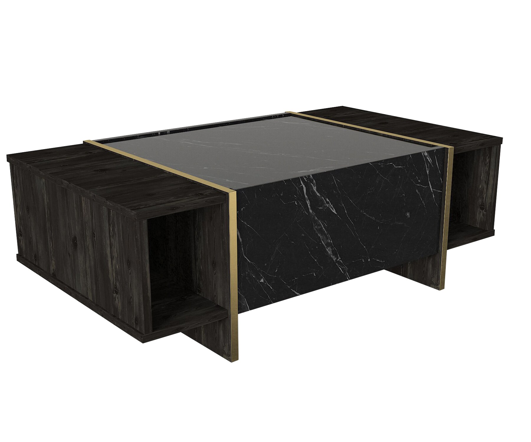 Couchtisch Veyron Rebab Braun Dunkelgrau ( Marmor Optik )