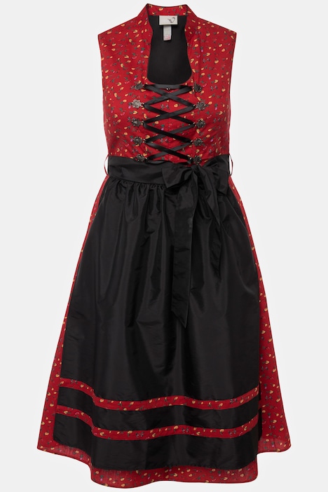 Dirndl, Schnürung, Stehkragen, V-Ausschnitt, ärmellos