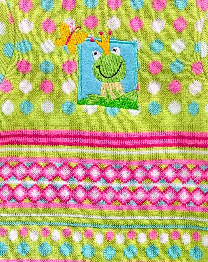 Puppenkleidung STRICKSTRAMPLER FROSCH klein (28-35 cm)