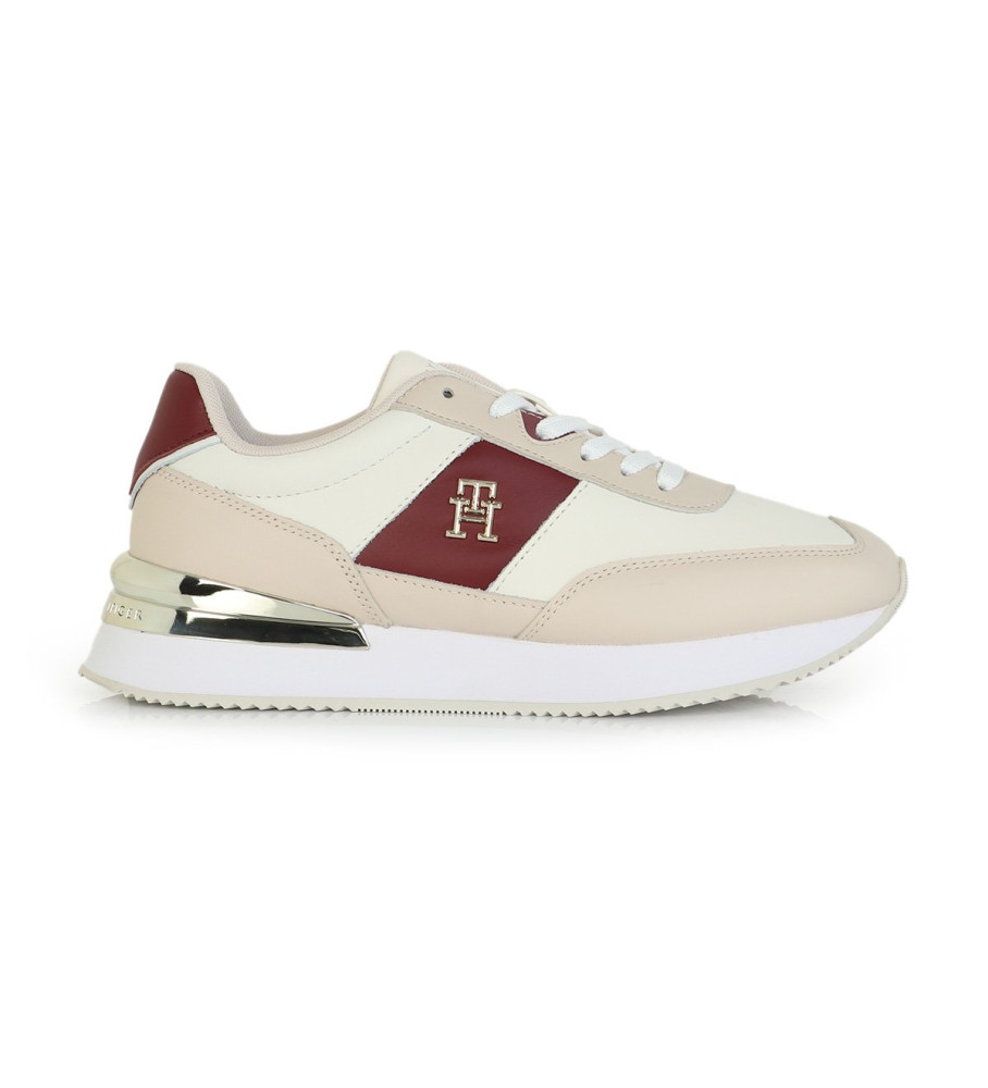 Tênis de corrida Tommy Hilfiger Elevated em couro bege, multicolorido