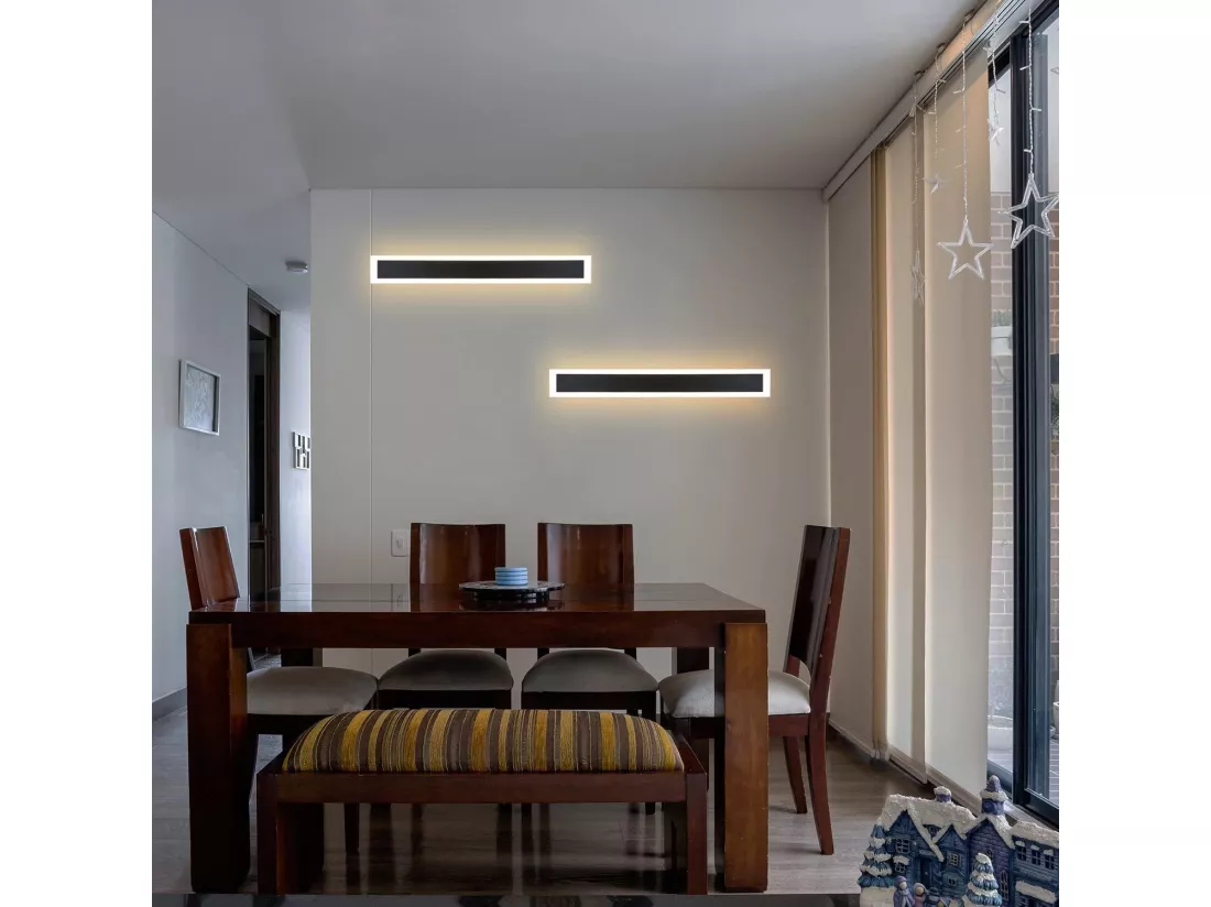 NETTLIFE Applique Extérieure LED : 50cm Applique Intérieure Longue 10W Applique Mur Noir 3000K Lampe Extérieure Moderne IP65