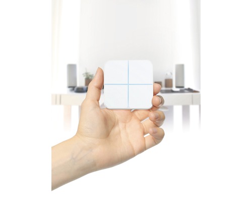 Aeotec Draadloze Wandschakelaar WallMote Quad met 4 knoppen voor het bedienen van apparaten en scènes, schuiffunctie AEOEZW130 - Compatibel met SMART HOME van hornbach