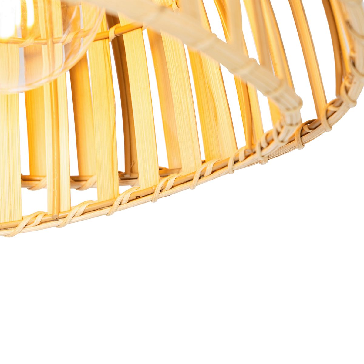 Oosterse plafondlamp zwart met naturel bamboe 30 cm - Pua