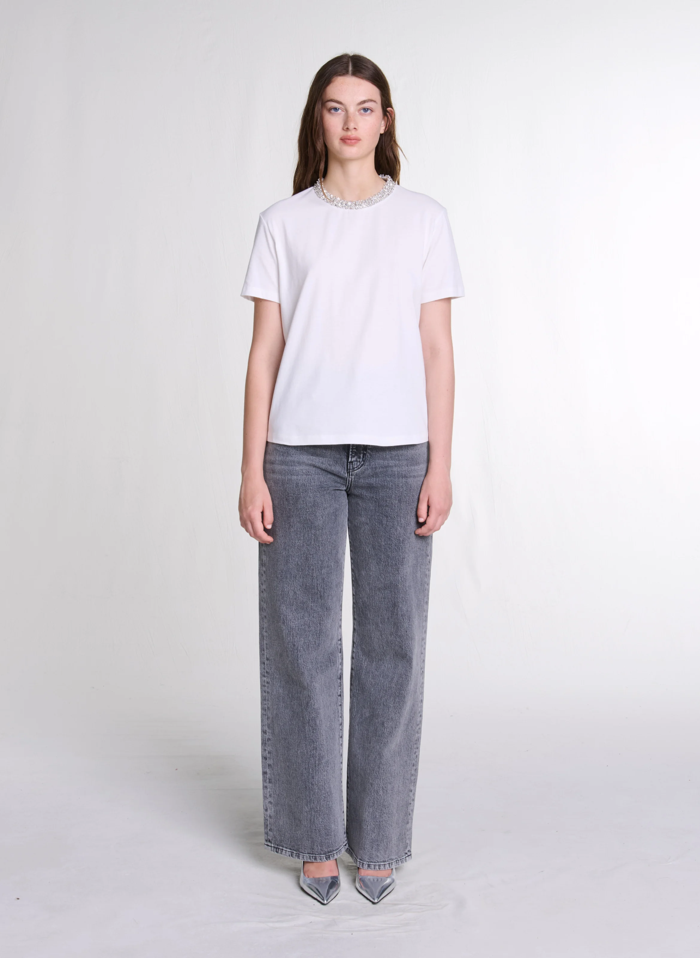 Tee-shirt col rond en coton | Blanc