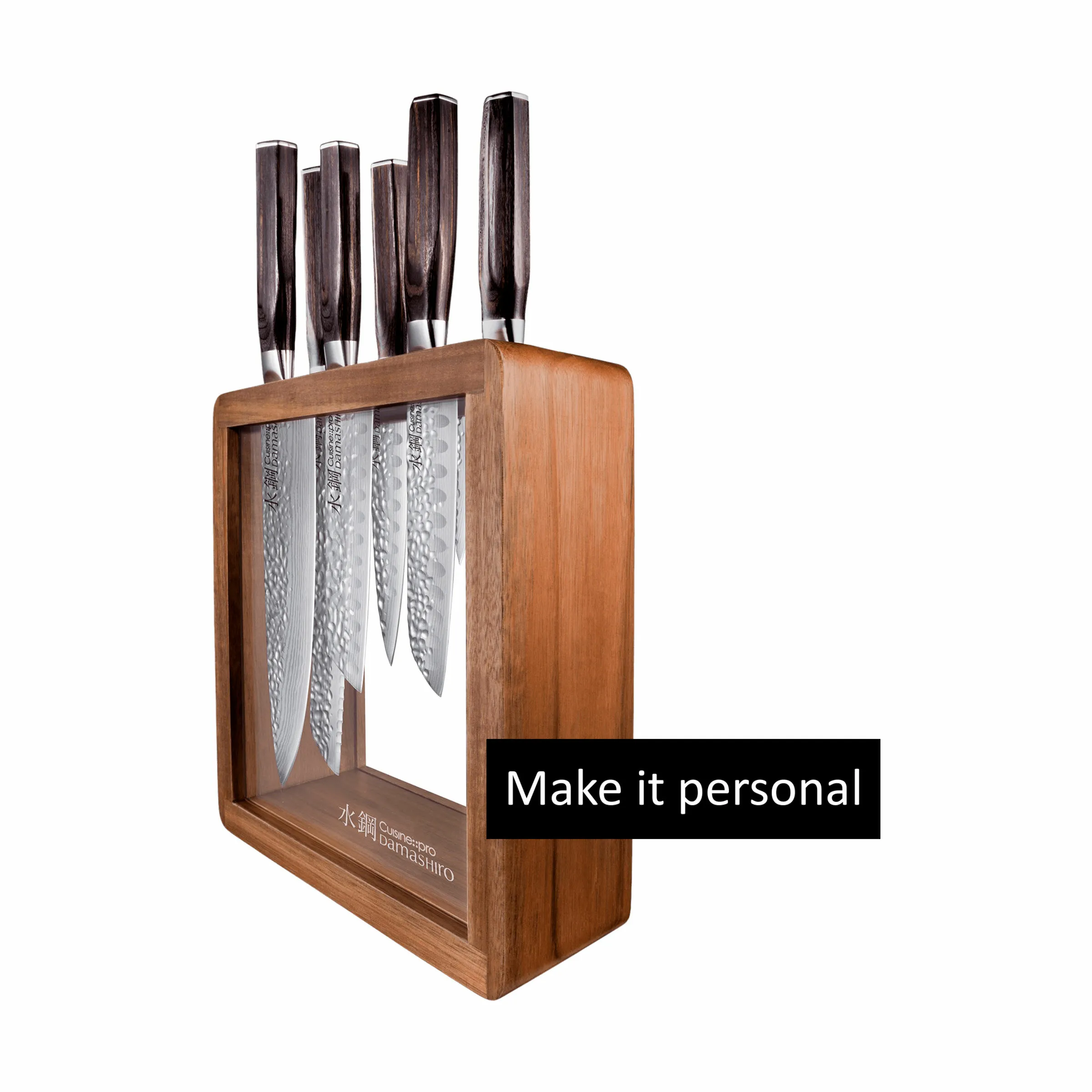THE CUSTOM CHEF™ Damashiro® EMPEROR Mokuzai Knivblok - 7 dele