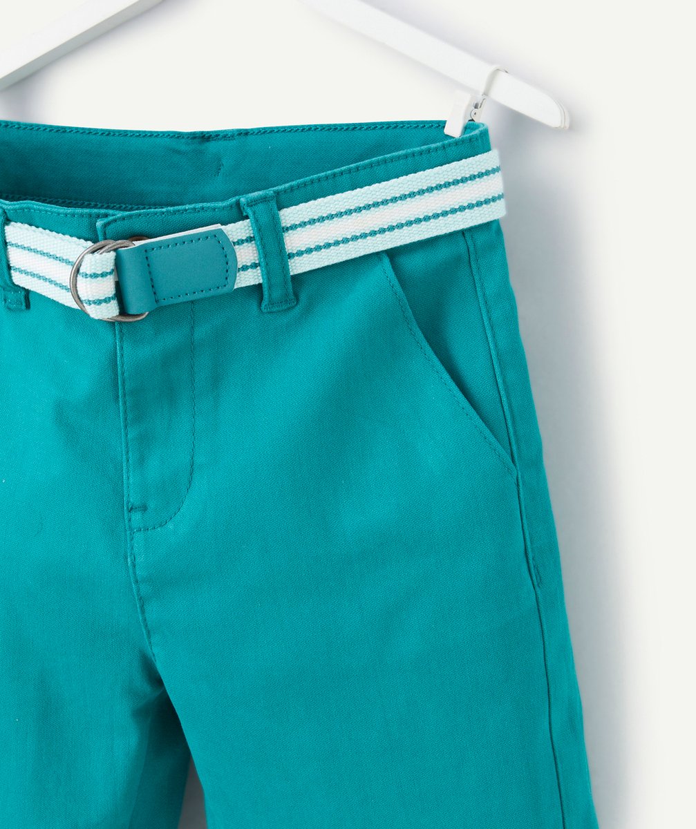 BERMUDA GARÇON BLEU CANARD AVEC CEINTURE BLEU MANTHE
