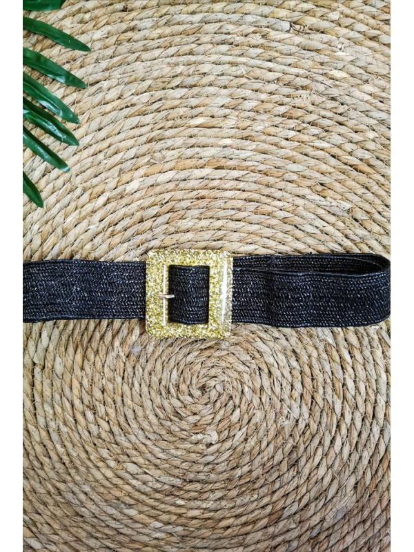 Ceinture noire boucle dorée