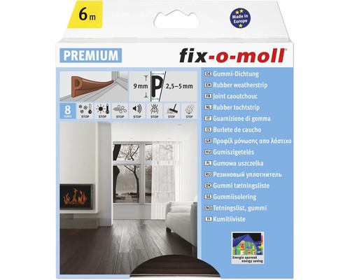 fix-o-moll P-profielafdichting, zelfklevend, bruin, 6 m, 5,5 x 9 mm