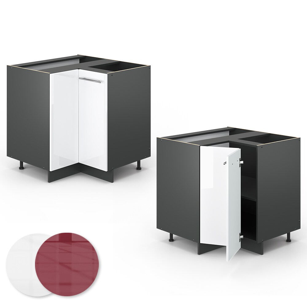 VICCO Eckunterschrank 87 cm Weiß Hochglanz Küchenschrank Hängeschrank Küchenzeile Fame-Line