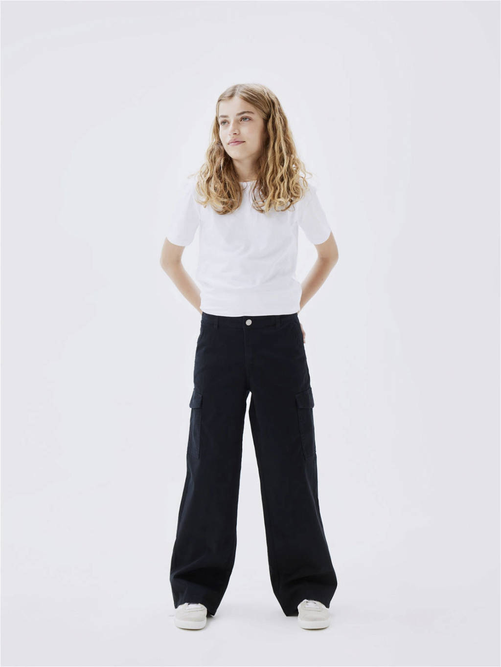 NAME IT wide leg cargobroek NKFROSE zwart