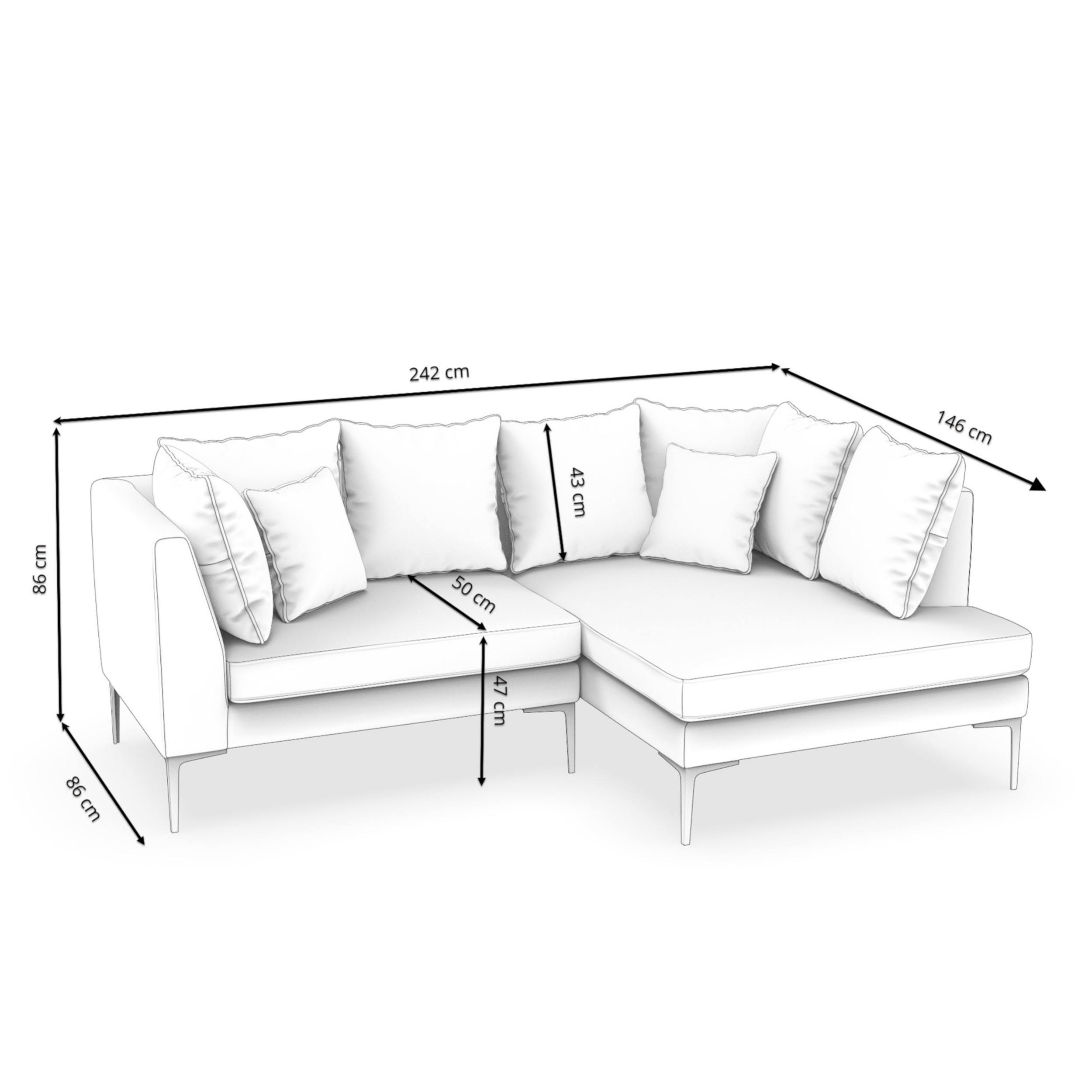 Ecksofa JOEY rechts gelb