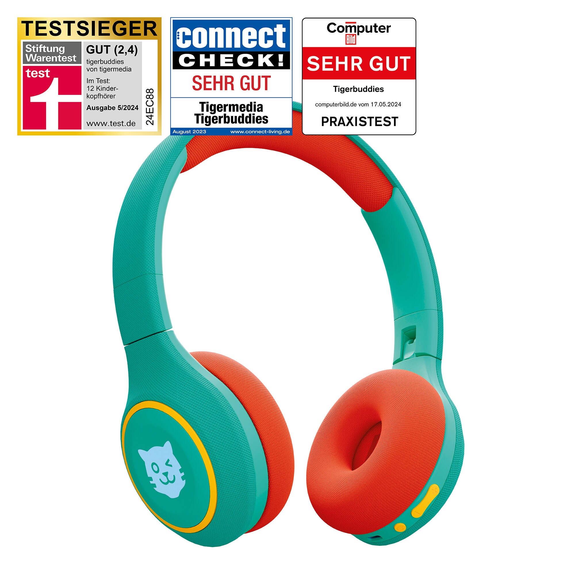 tigerbuddies Bluetooth Kinderkopfho¨rer gru¨n/orange