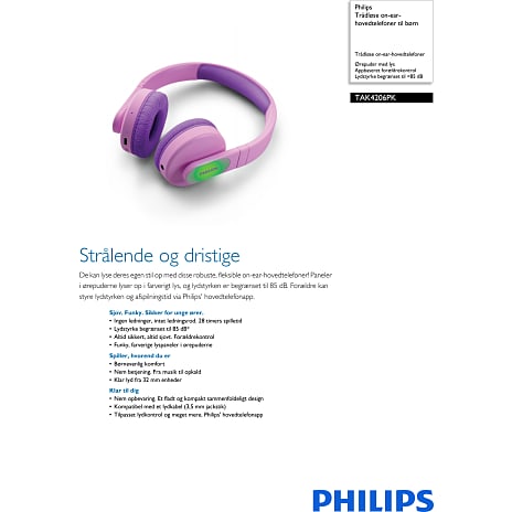 Philips Kids On-Ear hovedtelefoner - pink