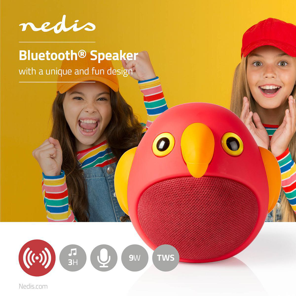 Animaticks Portabler Bluetooth 5.0 Lautsprecher Wireless Speaker (SPBT4100RD) - Perry Parrot