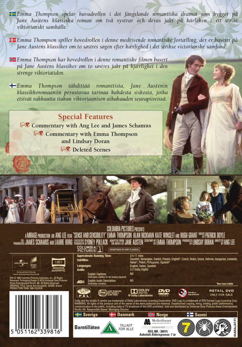 Fornuft Og Følelse / Sense And Sensibility - DVD