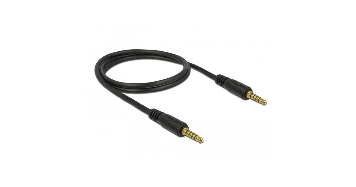 DeLOCKStereo Jack 3,5 mm 5-Pin (male) > 3,5 mm 5-Pin (male) kabel  (Zwart, 1 meter)