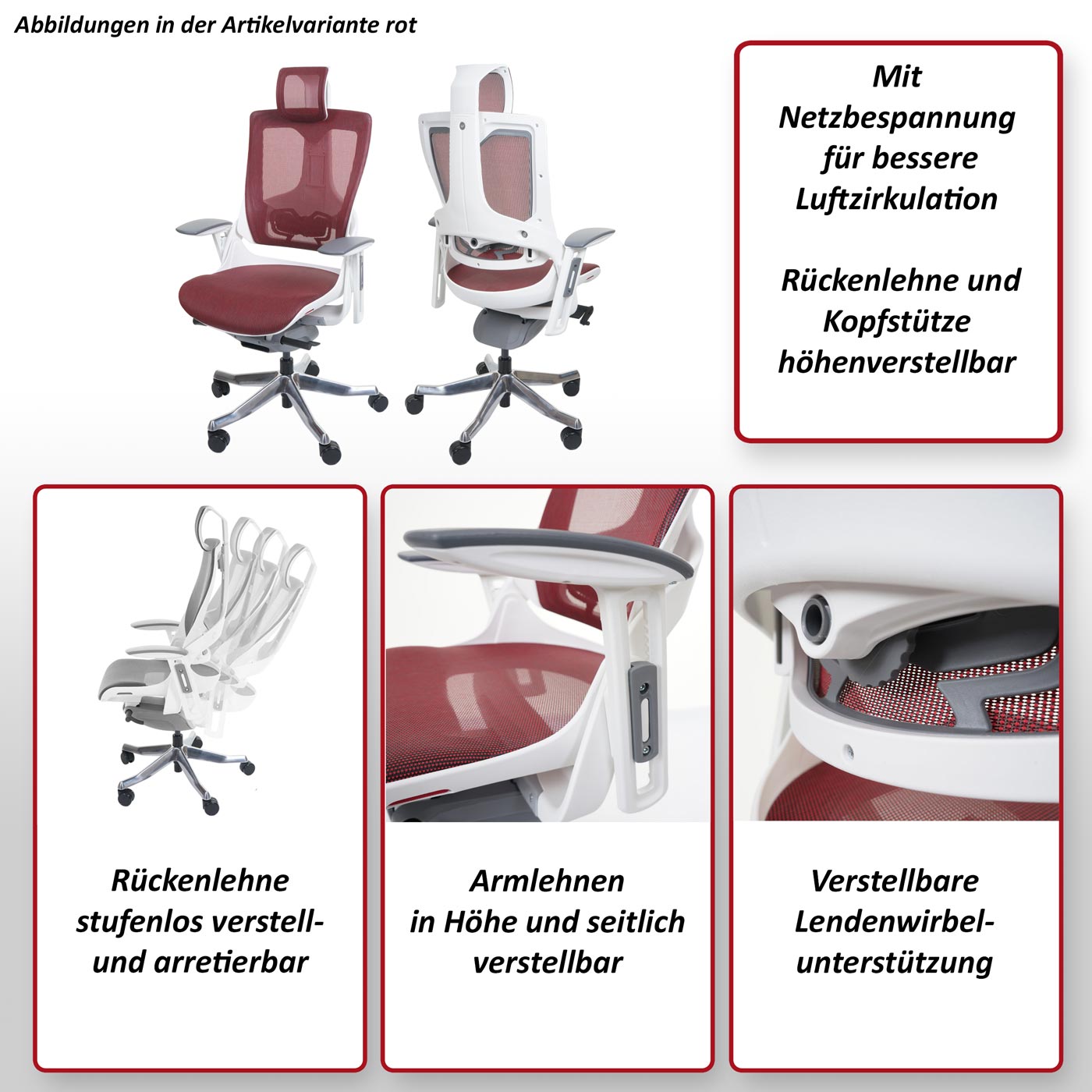 Bürostuhl MERRYFAIR Adelaide, Schreibtischstuhl Drehstuhl, Polster/Netz, ergonomisch ~ grün