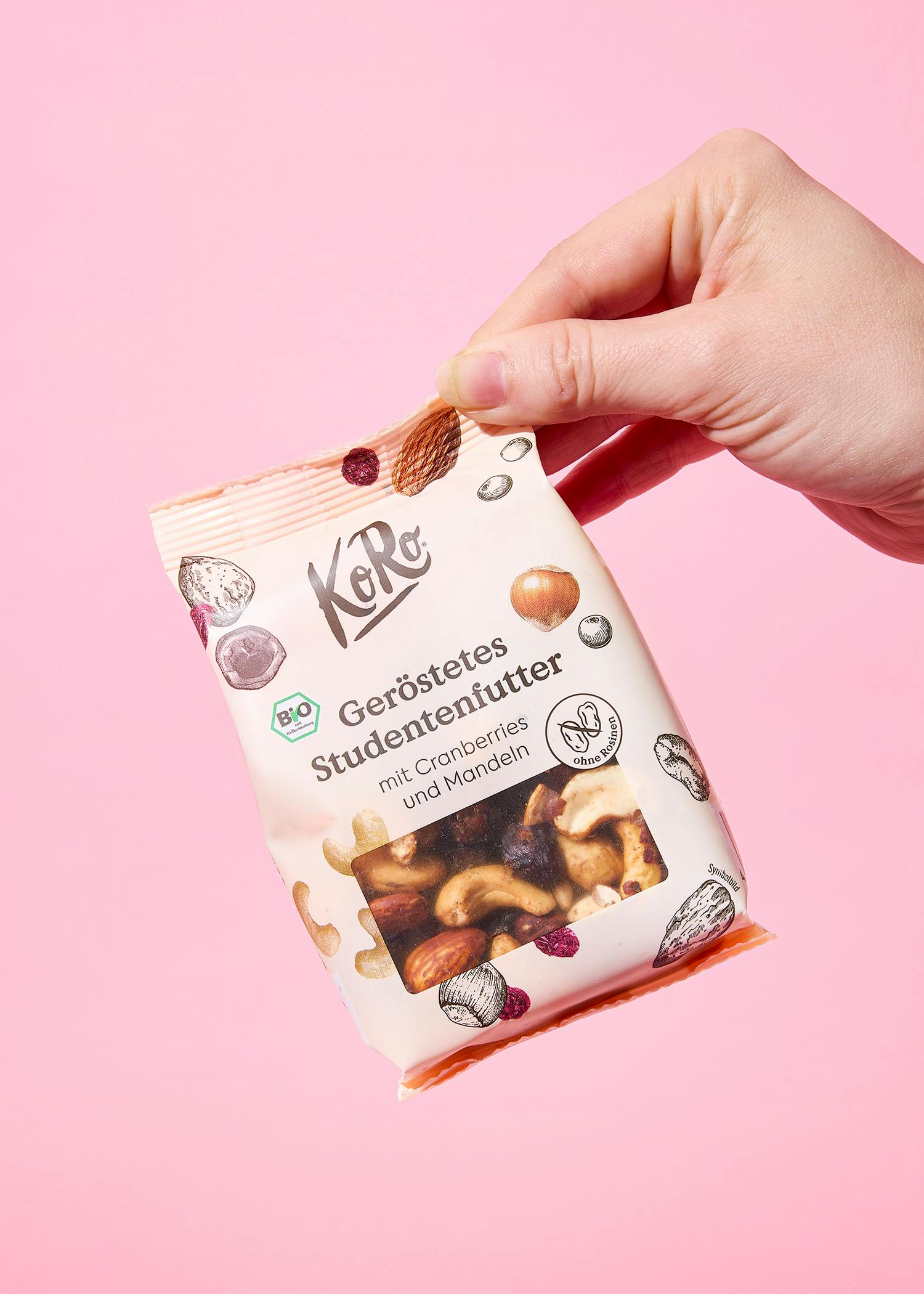 Geröstetes Bio Studentenfutter mit Cranberrys und Mandeln 160 g