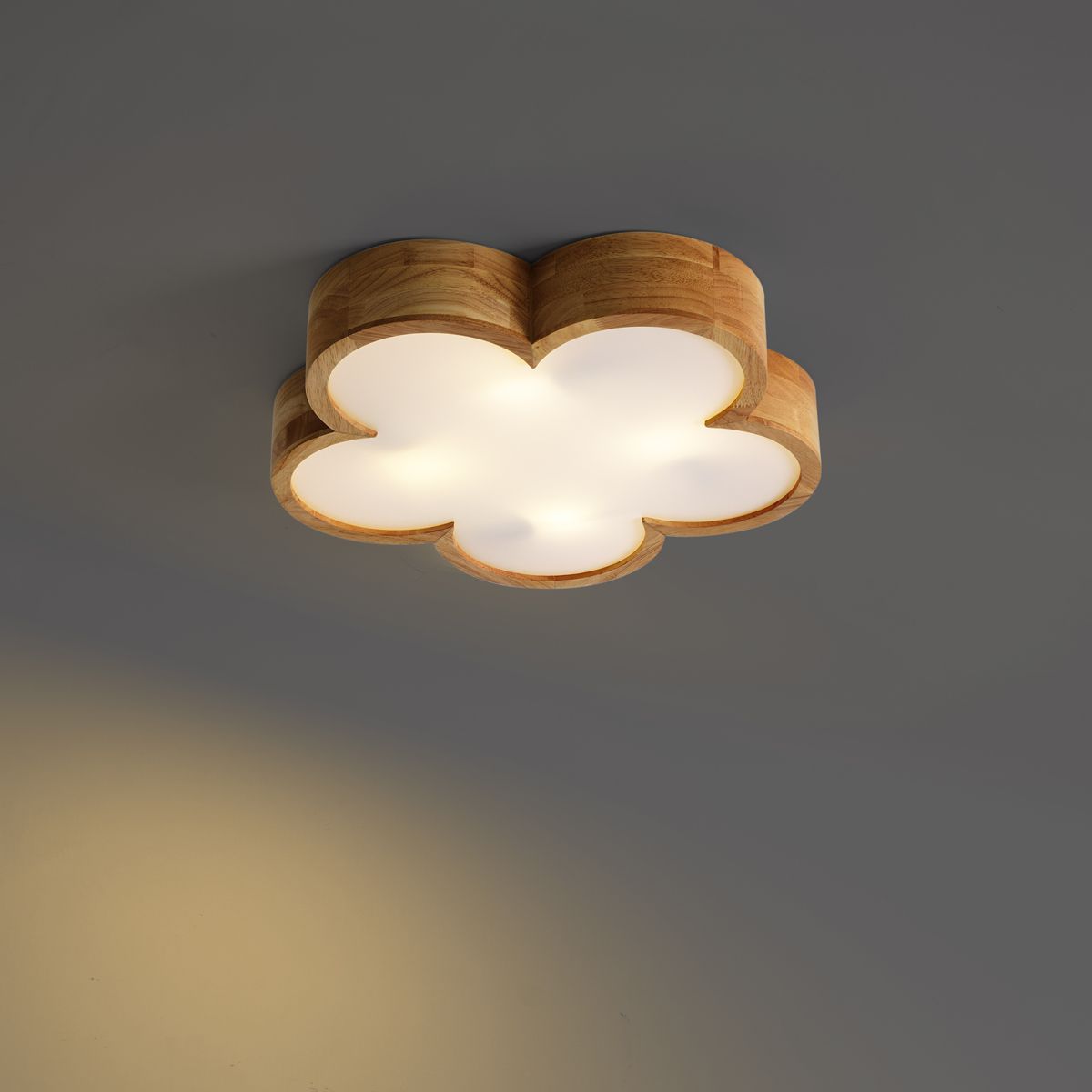 Kinder plafondlamp hout met wit - Lucille
