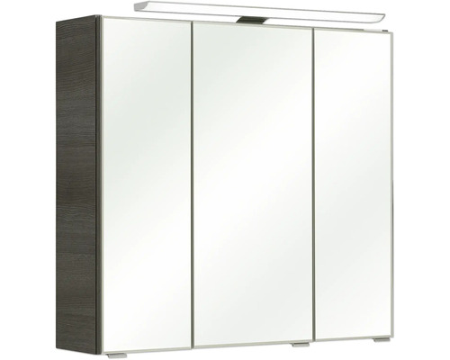 Pelipal Kumba badkamermeubelset (B x H x D): 137 x 200 x 50 cm, grafiet getextureerde fronten, 5-delige set inclusief glazen wastafel, hoge kast, onderkast en bovenkast (99.770326193)