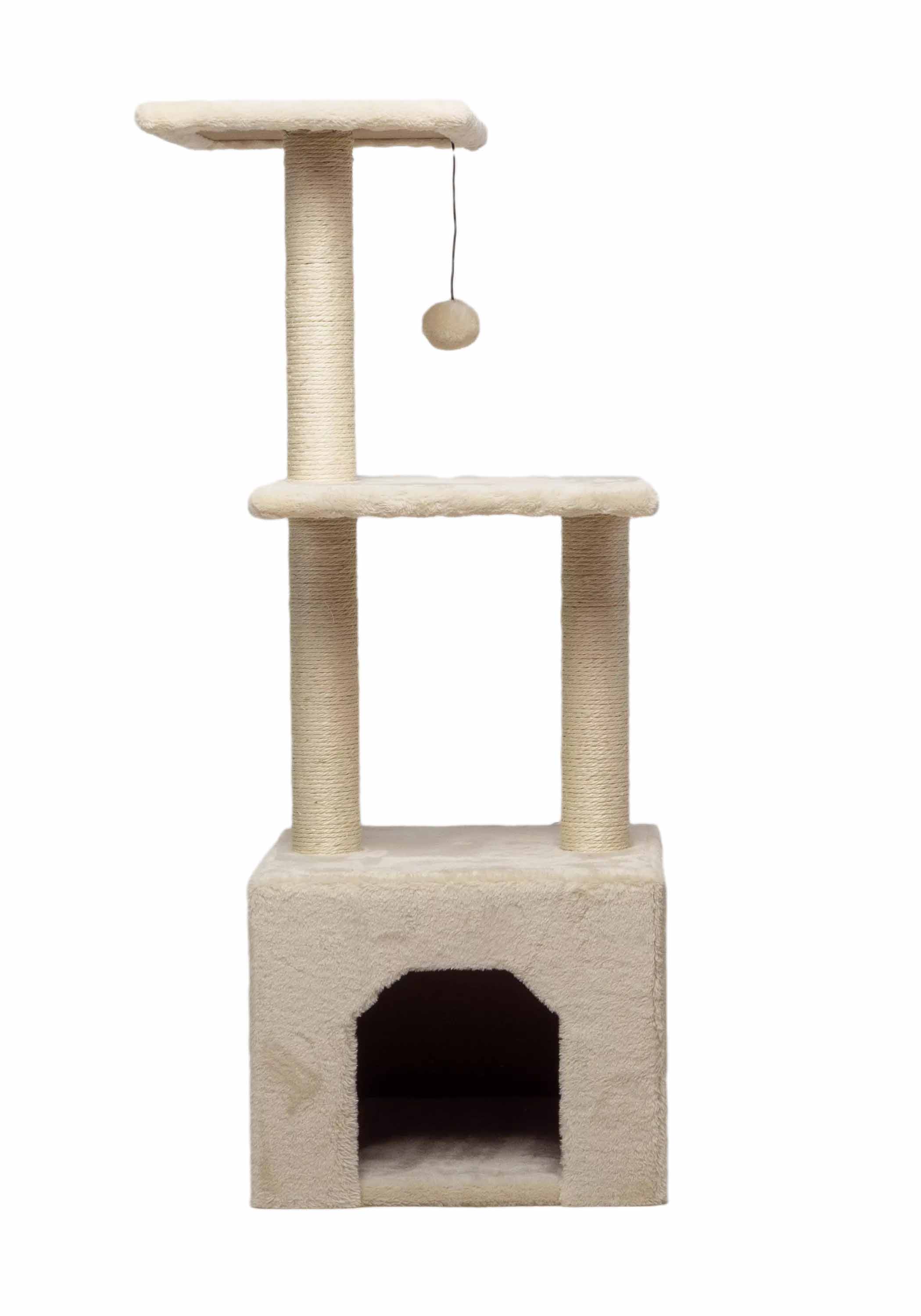 Arranhador para Gatos WUAPU, Modelo Três, 37x37x100, Bege