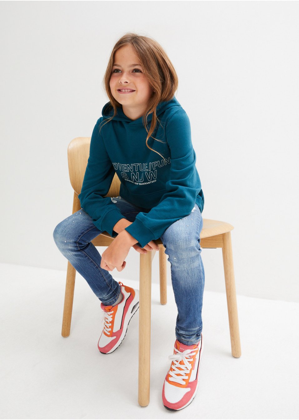 Sweat-shirt à capuche fille en coton