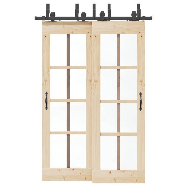 Kit de Ferragens para Porta Deslizante 152,5 cm Aço Preto - 2097467394