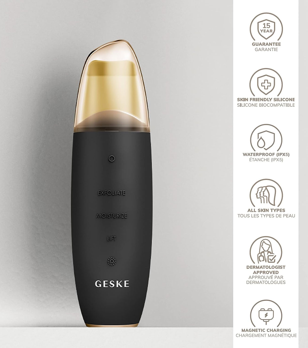 GESKE - Limpador MicroCurrent Skin Scrubber & Blackhead Remover 9 en 1  - Ouro Preto