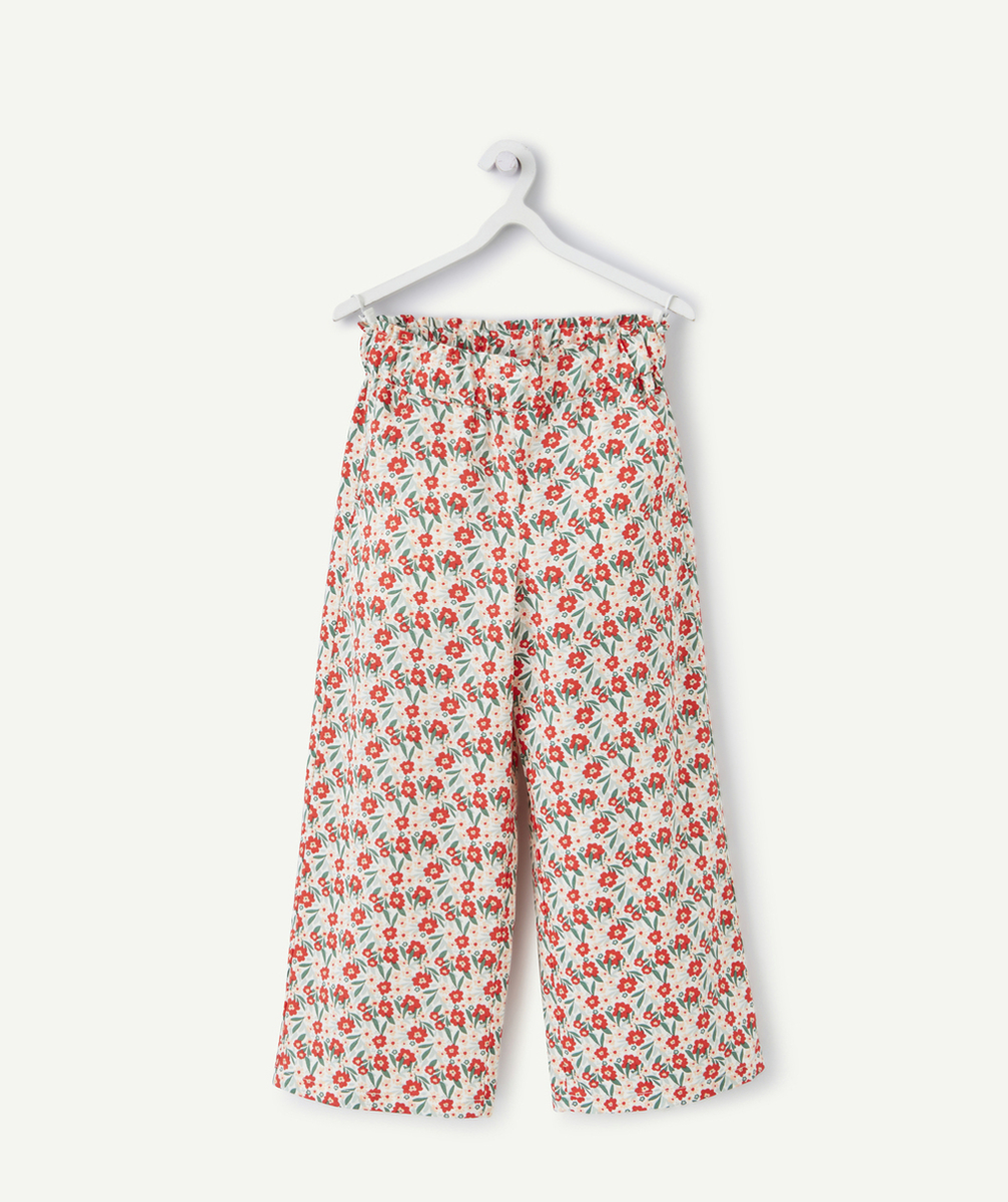 pantalon large fille en viscose responsable imprimé à fleurs