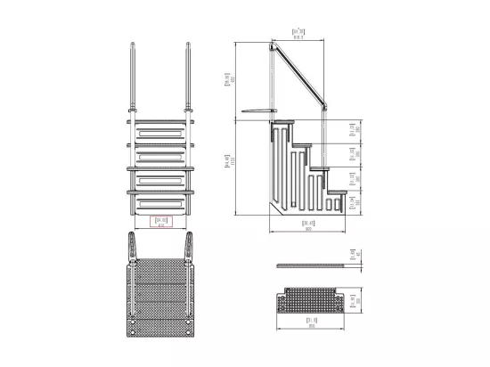 Escalier simple pour piscine en plastique