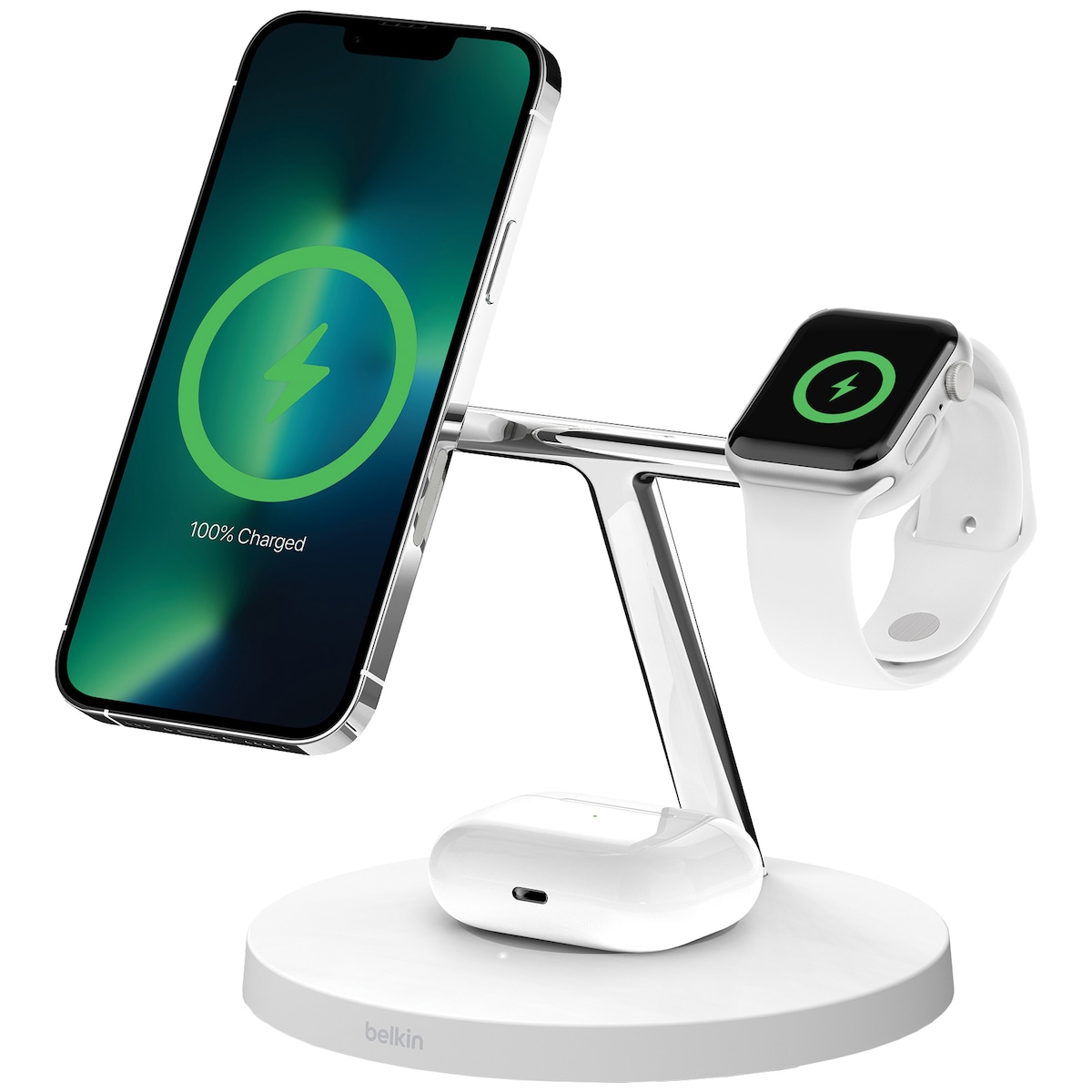 Belkin BoostCharge Pro 3-i-1 trådløs lader med adapter (hvit)