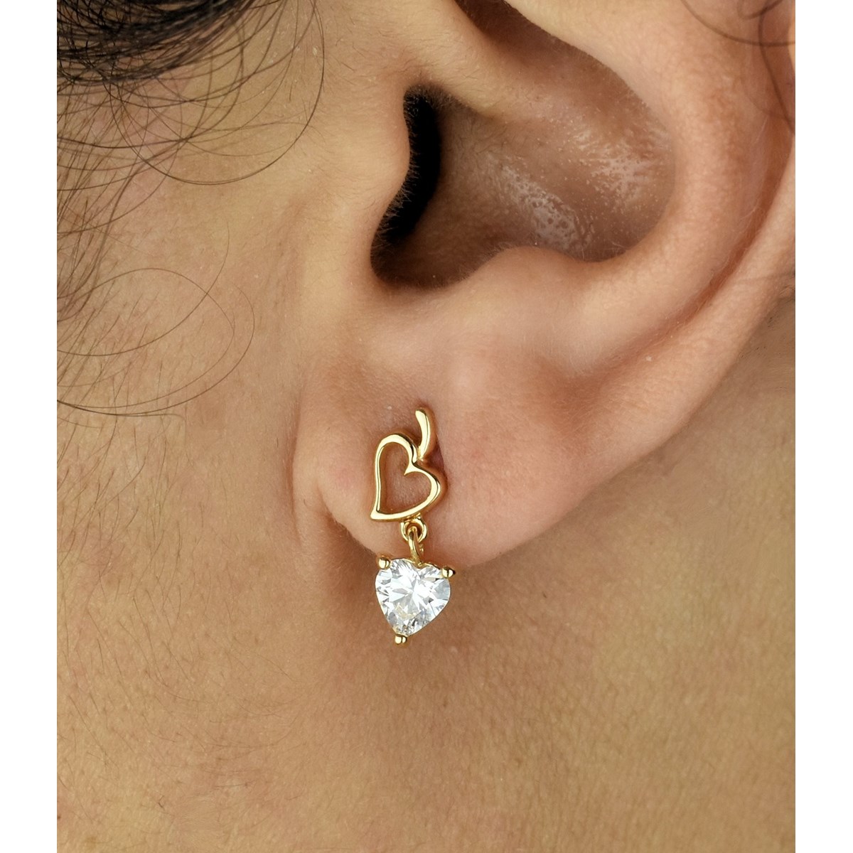 Parure coeur d'oxyde de zirconium Plaqué OR 750 3 Microns