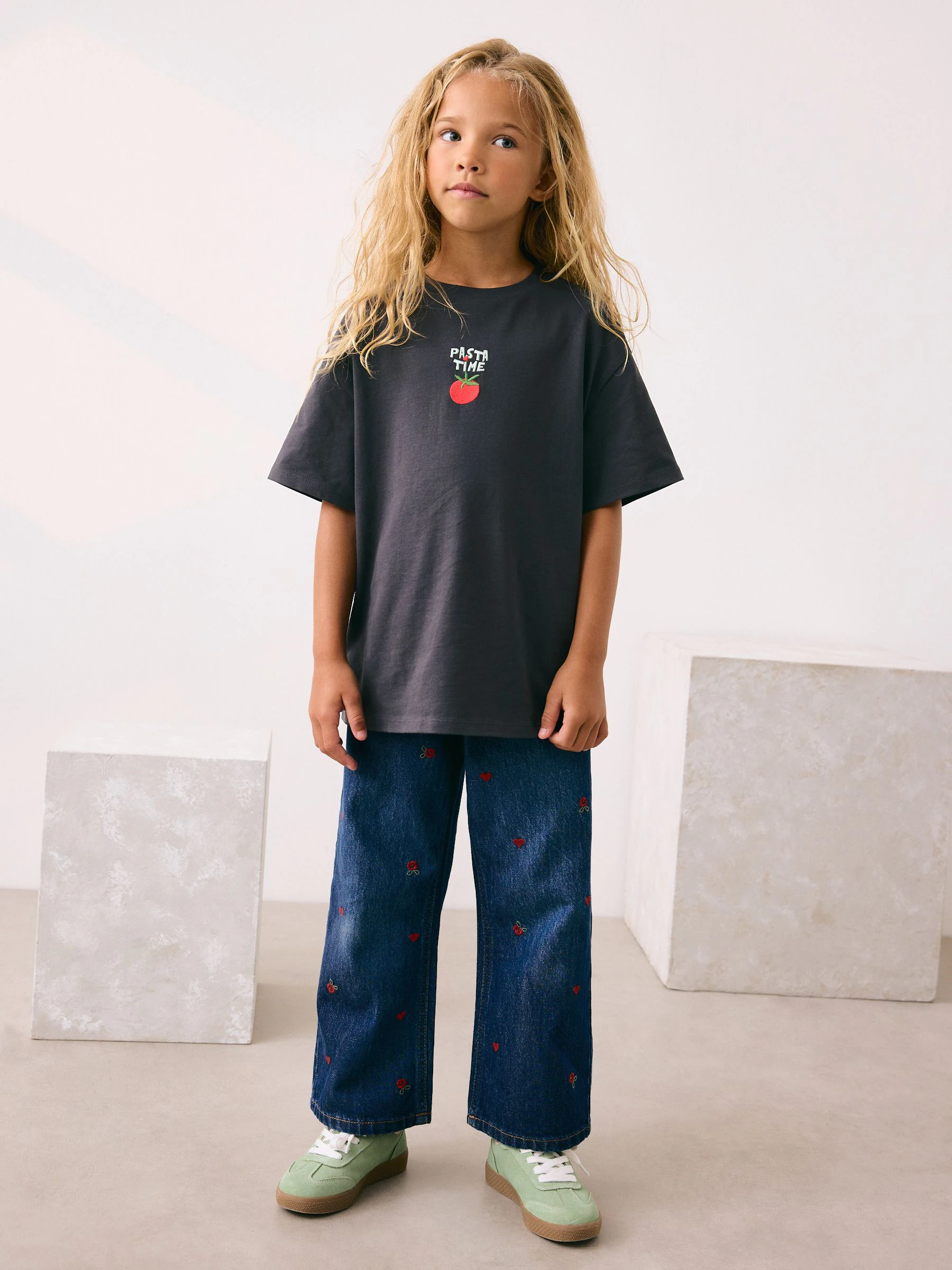 Charcoal Pasta - Oversized T-shirt met grafische print (3-16jr)