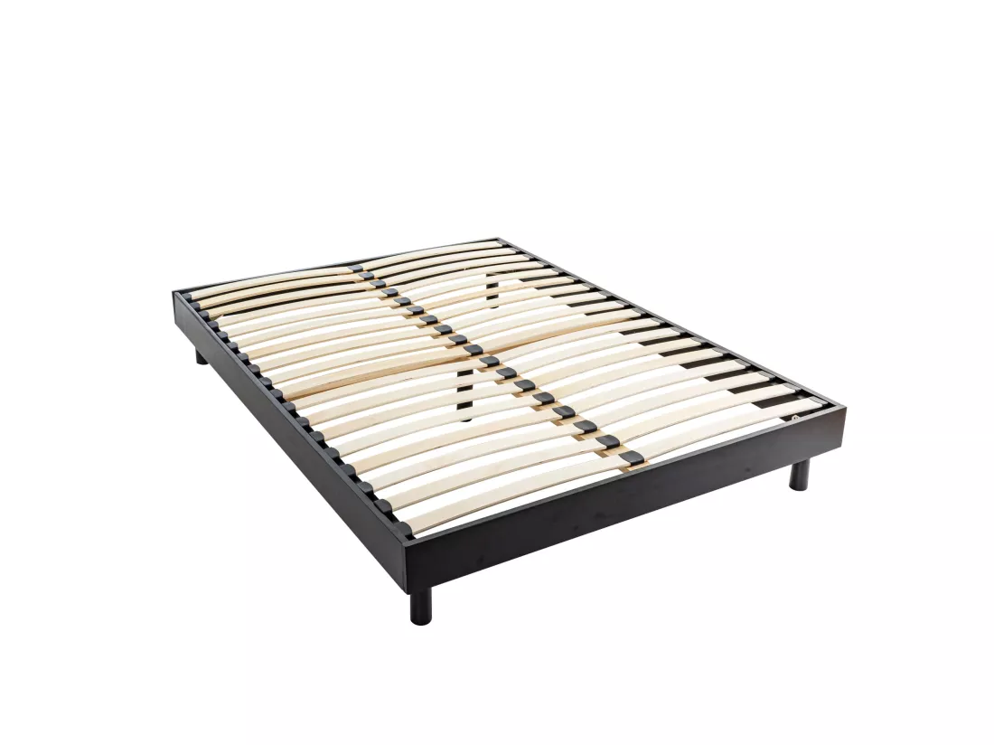Sommier kit en bois massif noir 160x200