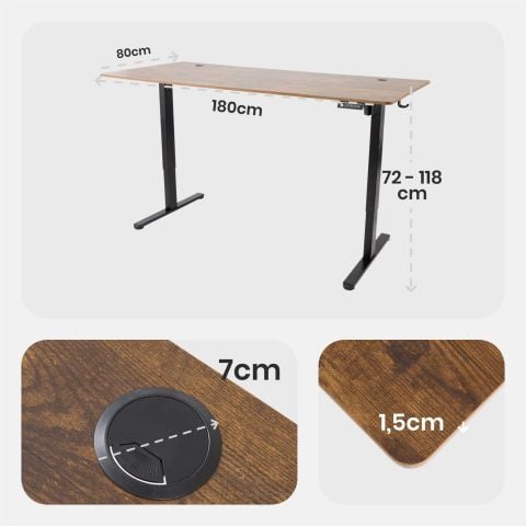 Höhenverstellbarer Schreibtisch 180 x 80 cm