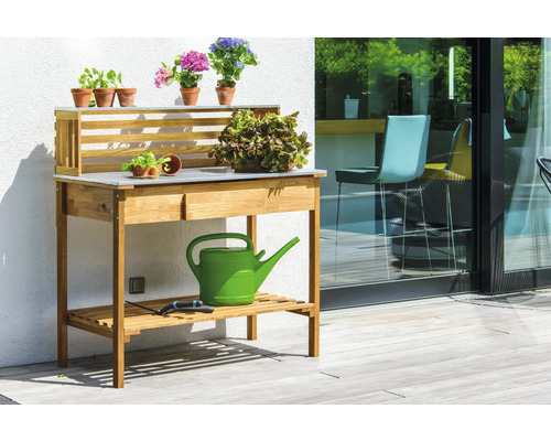 dobar XXL plantentafel met lade 117 x 62 x 124 cm eiken