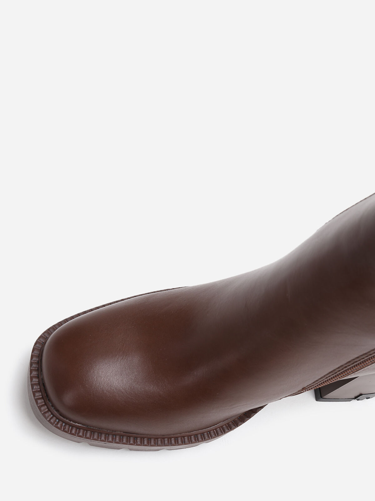 Bottines Chelsea à talon cranté- Marron