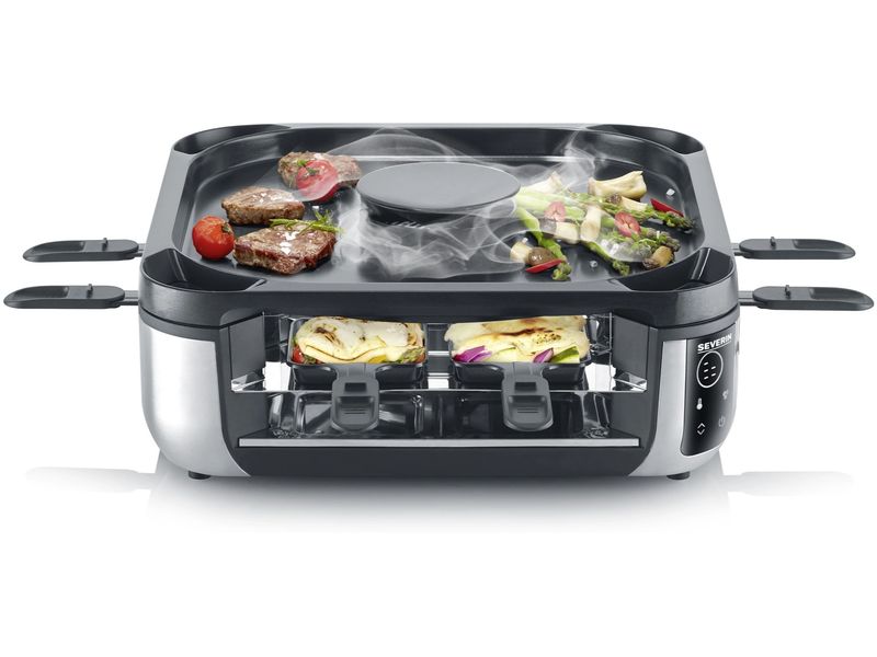 Severin Racletteofen RG 2379 Smokeless 8 Personen Rauchreduzierter Raclette-Grill mit 1900 W Leistung