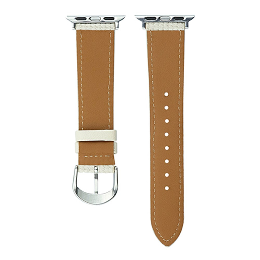 Apple Watch (49/46/45/44 mm) Stoff / Kunstleder Armband mit Dornschliesse (Gelenkumfang: 170-210mm) - Rosa / Braun