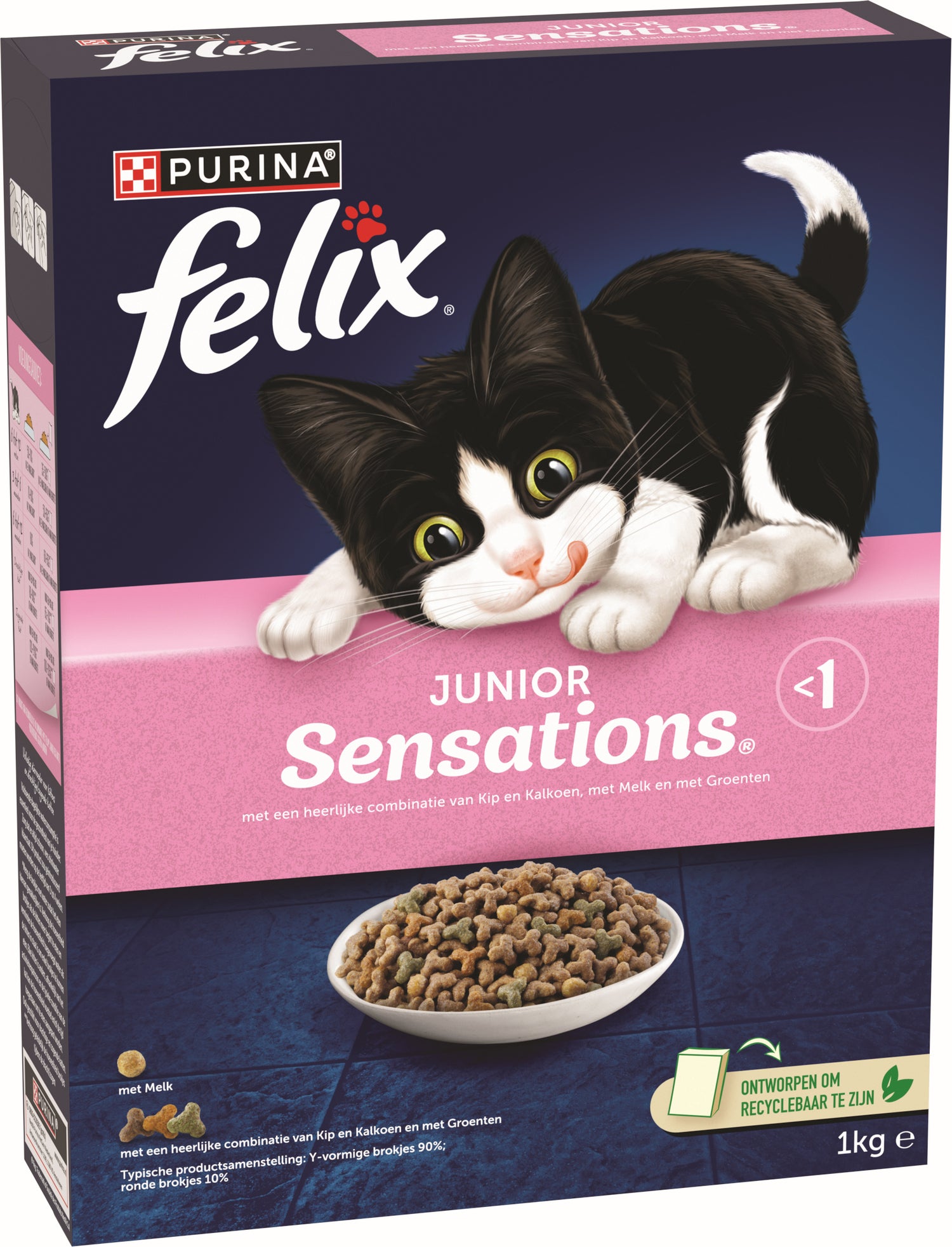 Felix kattenbrokken Junior Sensations kip / gevogelte / melk / groenten 1 kg