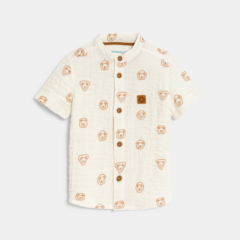 Chemise gaze de coton animaux blanc bébé garçon Blanc