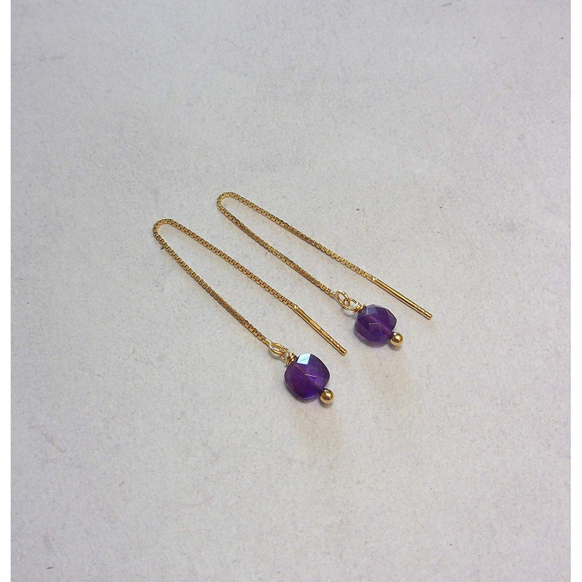 Boucles d'oreilles argent 925 doré améthyste
